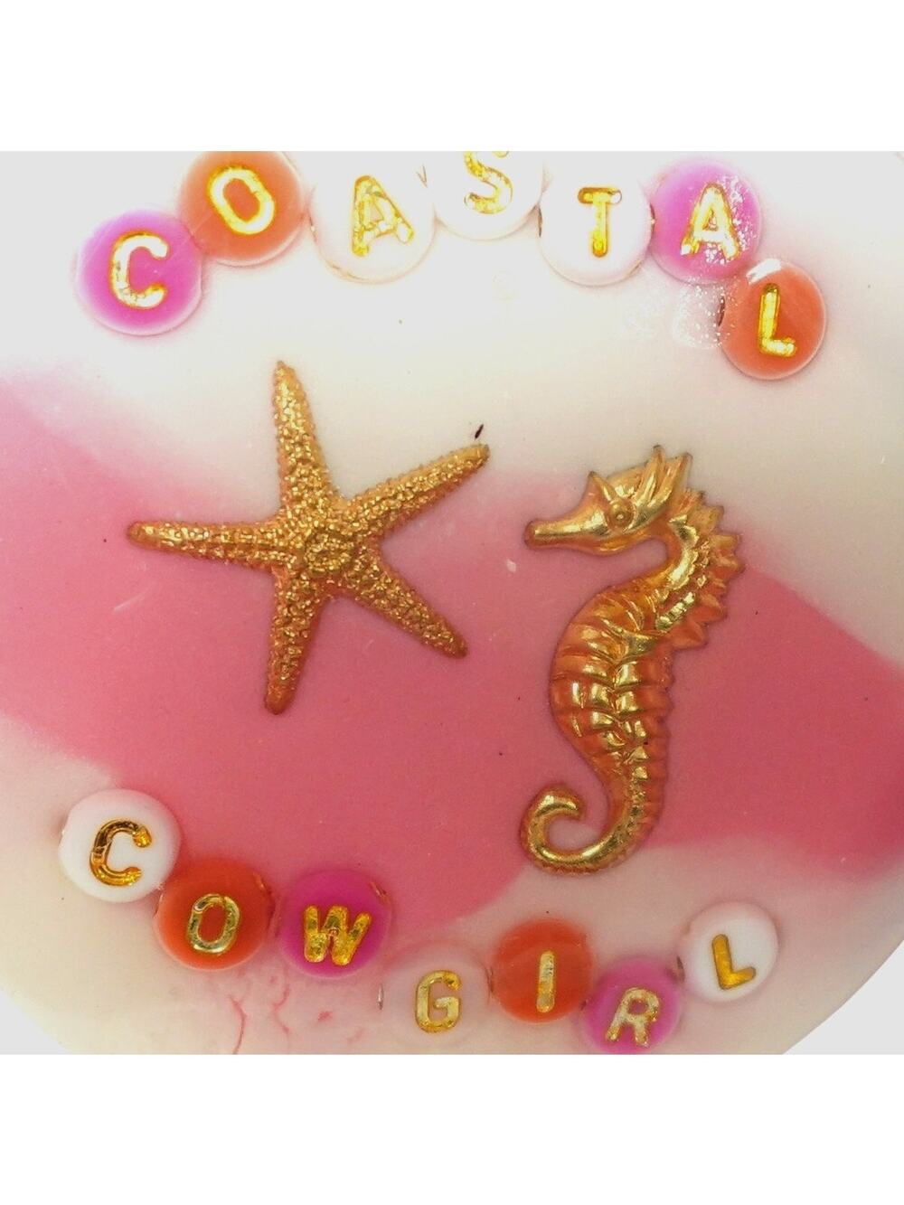 Coastal Cowgirl Pink and Seahorse Summer key chain